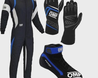 OMP Racing Suit, Shoes, Gloves Set, CIK/FIA Level 2 Certified with gift (Balaclava)
