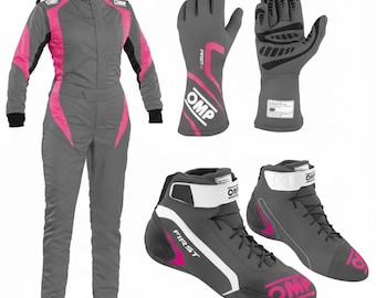 OMP Racing Suit, Shoes, Gloves Set, CIK/FIA Level 2 Certified with gift (Balaclava)