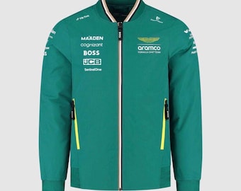Aston Martin Aramco F1 Team Bomber Jacket – Softshell Racing Apparel with gift (Balaclava)