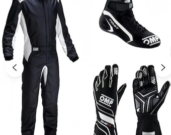 OMP Racing Suit, Shoes, Gloves Set, CIK/FIA Level 2 Certified with gift (Balaclava)