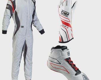 OMP Racing Suit, Shoes, Gloves Set, CIK/FIA Level 2 Certified with gift (Balaclava)