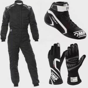 OMP レーシングスーツ、シューズ、グローブセット、CIK/FIA レベル 2 認定、ギフト付き（バラクラバ） 画像 1