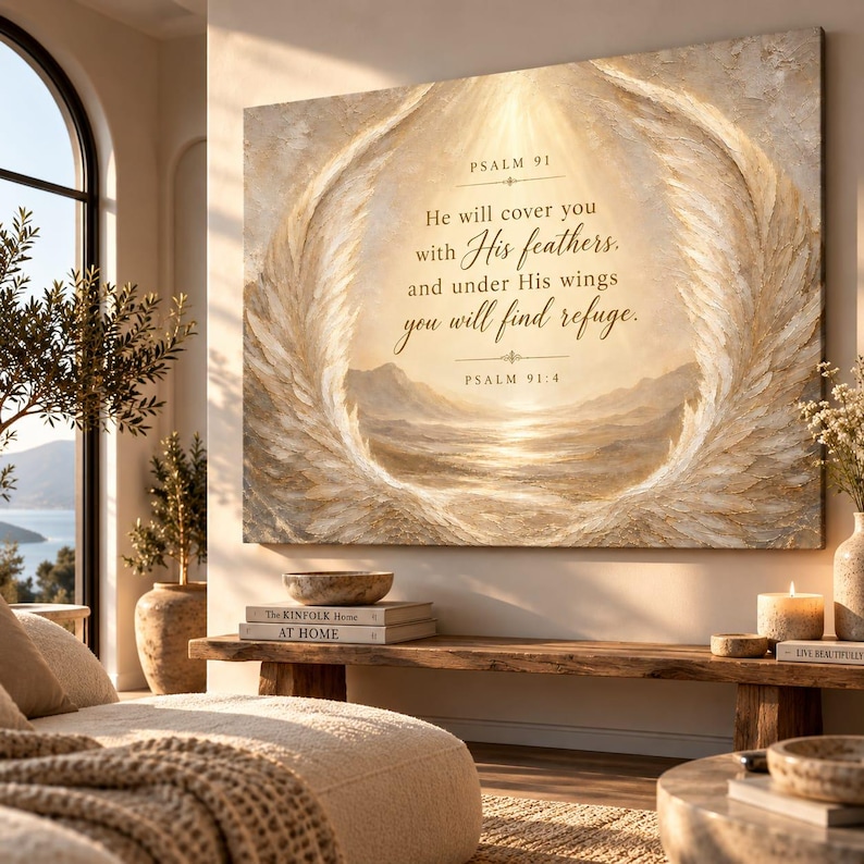 Psalm 91 Wall Art, Psalm 91 Canvas, Bible Verse Wall Art, Christian ...