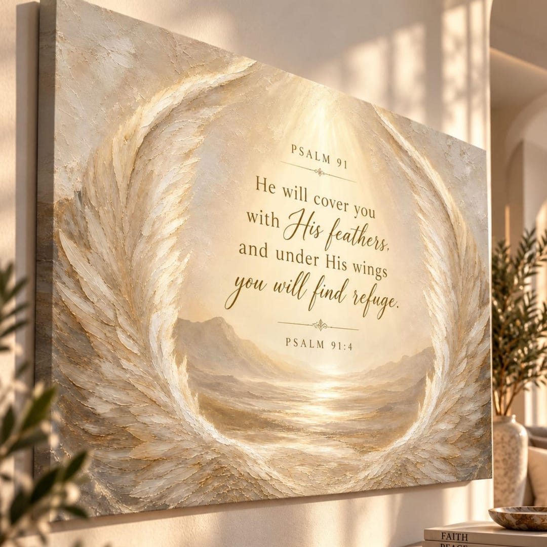 Psalm 91 Wall Art, Psalm 91 Canvas, Bible Verse Wall Art, Christian ...