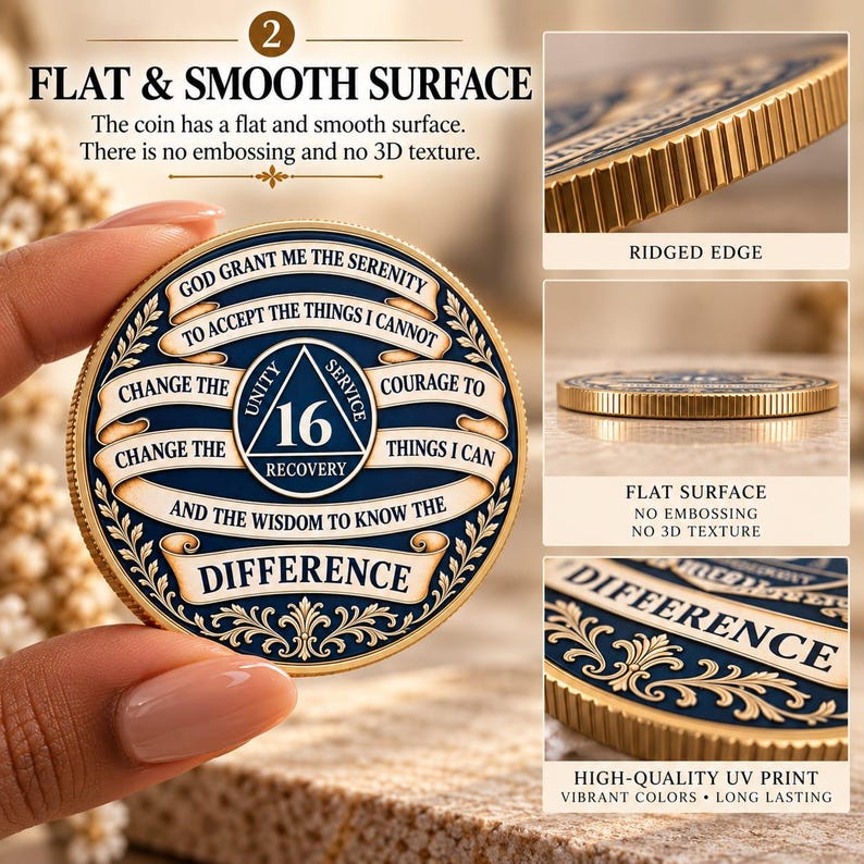 Gift Texture Unity Sobriety Coin, Challenge Coin, Sober Gift, AA Coin, Serenity Prayer ...