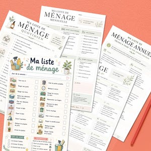 To-do liste ménage taches ménagères enfant adulte, listes quotidinne mensuel annuelle , PDF imprimable