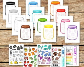 Apprentissage des couleurs, montessori-activité pour enfant, couleur image jeu, fichier numérique