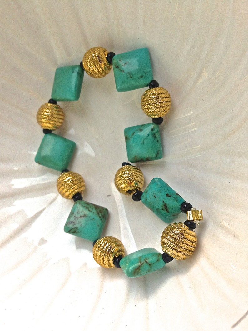 Turquoise and Gold Bracelet Etsy