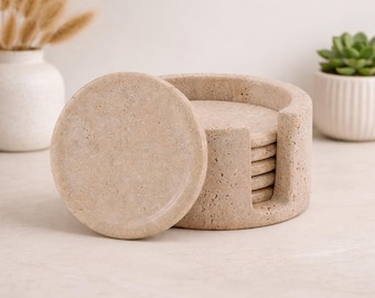 Marble Coaster Set Of 6 with Holder |  Luxury Home Décor | Coffee Table Accessories