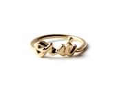 Always Say Yes "oui" Ring in 18k Gold Plated over Solid Sterling Silver *free shipping*