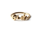 Always Say Yes "oui" Ring in 18k Gold Plated over Solid Sterling Silver *free shipping*