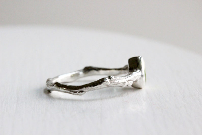 Pear Amethyst Silver Twig Ring,Tree Nature Inspired Ring Handmade Fine Jewelry