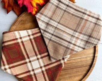 Fall Plaid Dog Bandana | Snap On Pet Bandana | Autumn Dog Scarf | Tartan Plaid bandana | Fleece Dog Bandana