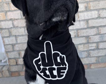 Political Protest Dog Bandana - F*ck Ice, Anti Trump Pet Gift