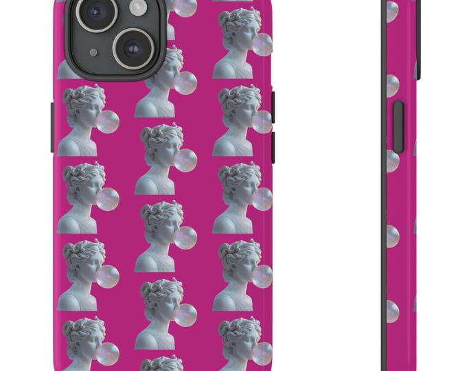 Medusa Bubblegum Phone Case - Gothic Art iPhone Case - Dark Feminine Aesthetic - Magenta Art Phone Cover - Mythology Inspired Case