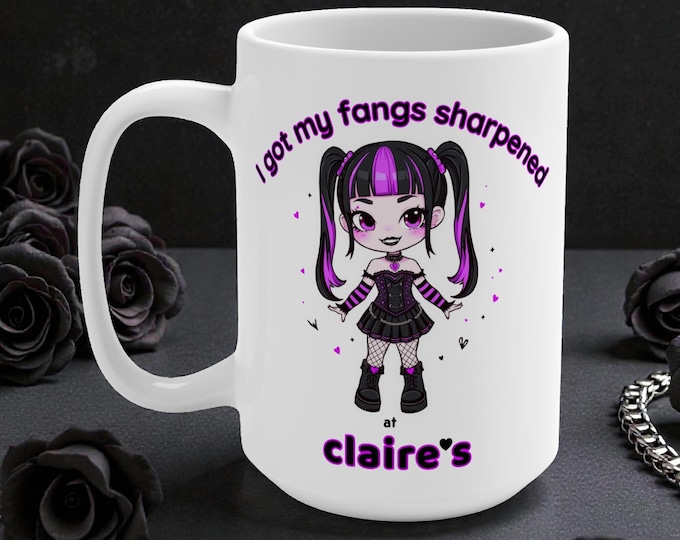 Mall Goth Vampire Girl Mug 15oz Gothic Coffee Cup - Cute Goth Humor Mug - Hot Topic Aesthetic - Alternative Y2K Goth Gift