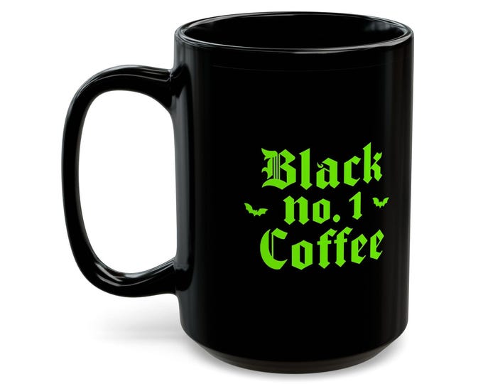 Black No. 1 Coffee Mug: Gothic Music Lover Gift, 15 oz