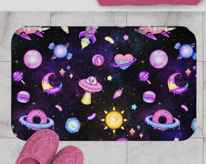 Cosmic Donut Memory Foam Bath Mat: Galaxy Kids Room Decor