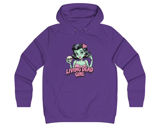 Living Dead Girl Purple Sweatshirt - Gothic Hoodie for Women - Spooky Aesthetic Clothing - Halloween Gift - Alternative College Fashion