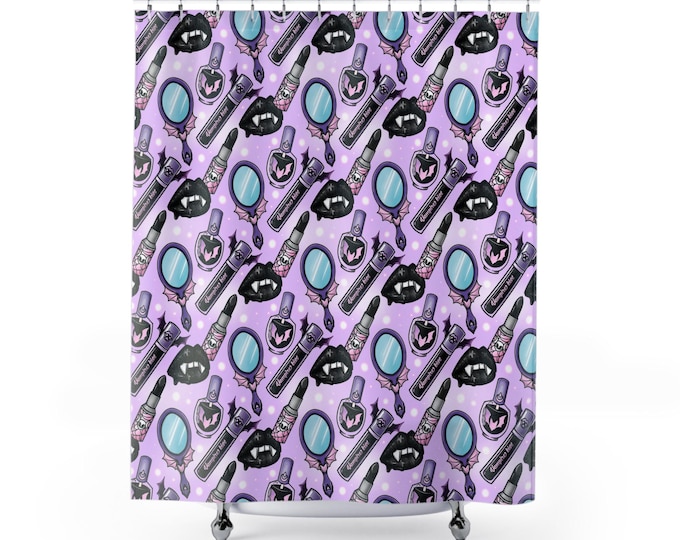Pastel Goth Vampire Makeup Shower Curtain - Kawaii Gothic Bathroom Decor