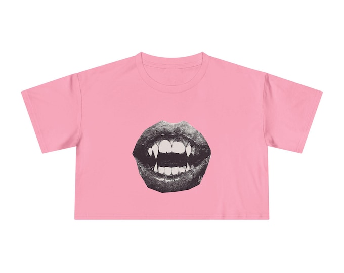 Bubblegum Pink Crop Top with Fangs