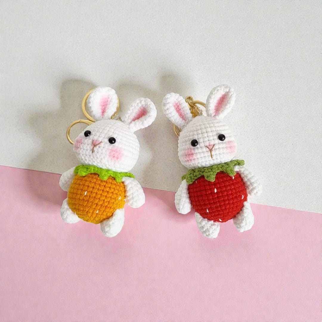 Mini Crochet Easter Bunny Keychain, Handmade Knitted Rabbit Pendant ...