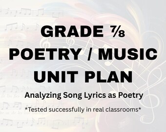 Grade 7–8 Poetry/Music Unit | 3-Week Song Lyrics as Poetry Plan | Editable + Printable