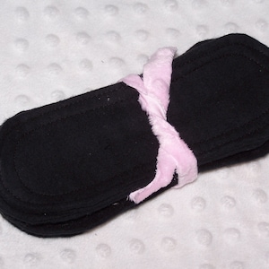 10  wingless 8 inch thin panty liners in black flannel fabric