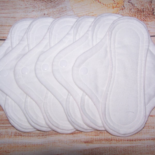 White Cotton Flannel  pantyliner with wings 8 inches