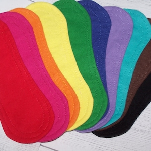 10  wingless 8 inch thin panty liners in solid flannel fabric