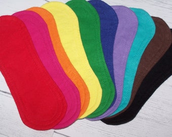 10  wingless 8 inch thin panty liners in solid flannel fabric