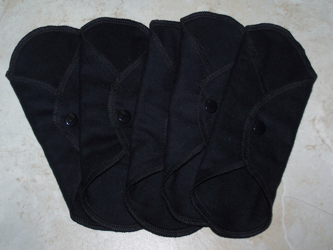 Set of 6 or 7 Flannel Light Thin Panty Liners With Wings 8 Inches in