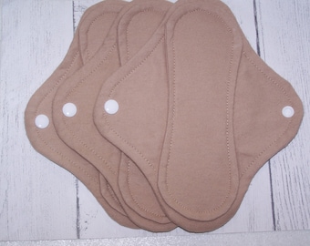 Set of 3 Flannel  panty liners with wings 8 inches in solid camel