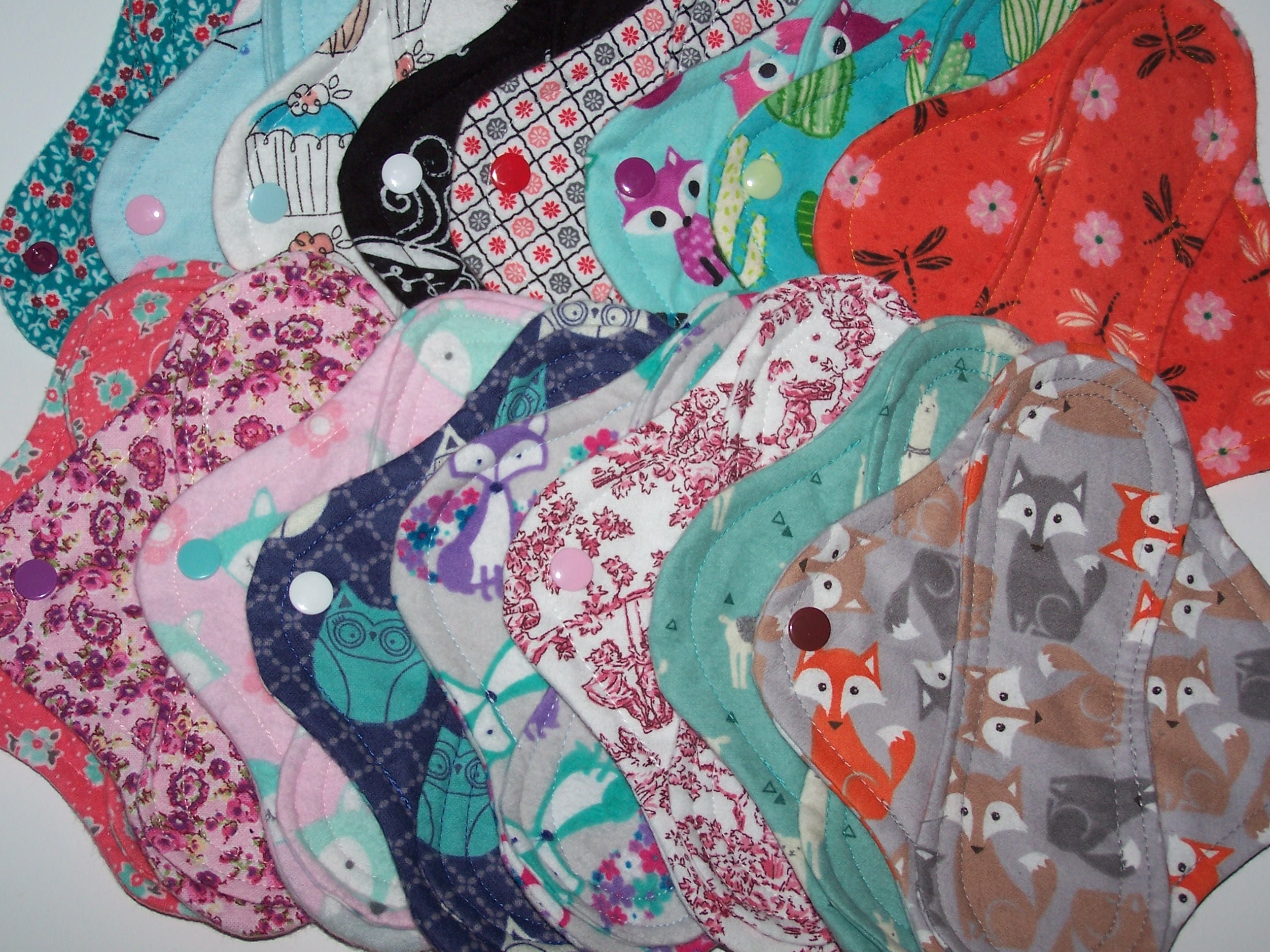 Set of 10 panty liners with wings 8 inches in random prints Etsy