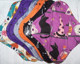 Flannel  panty liners with wings 8 inches in Halloween and fall prints