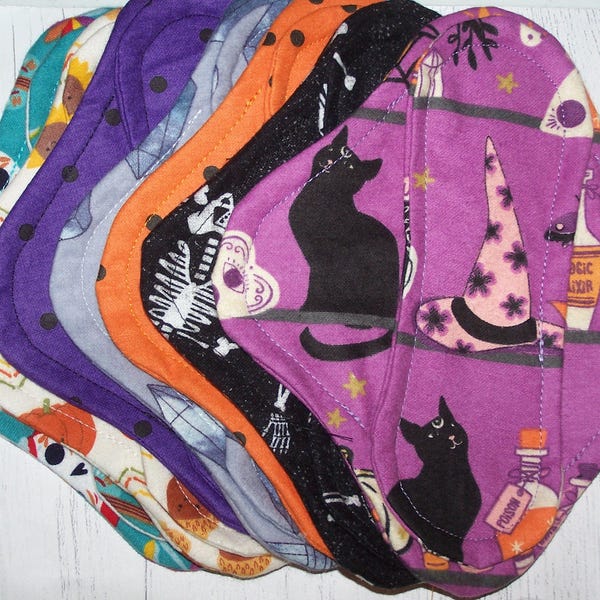 Flannel  panty liners with wings 8 inches in Halloween and fall prints