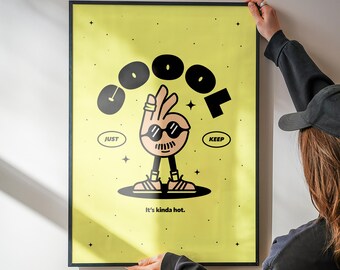 Just Keep Cool – Wand Aufdruck mit Verspielter Illustration & positivem Spruch