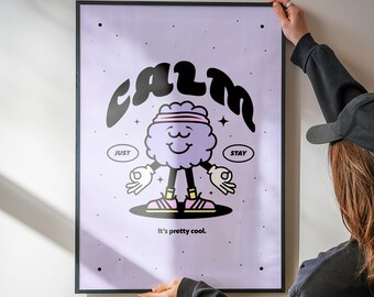 Just Stay Calm – Wand Kunst mit Verspielter Illustration & positivem Zitat