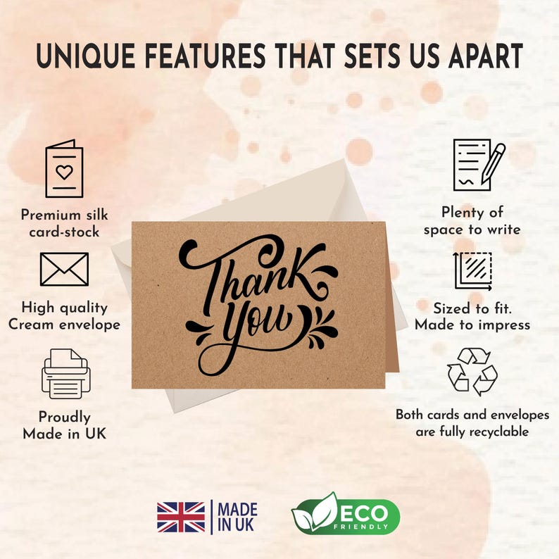 Kraft Thank You Cards - Multipack With Envelopes & Stickers - Etsy UK