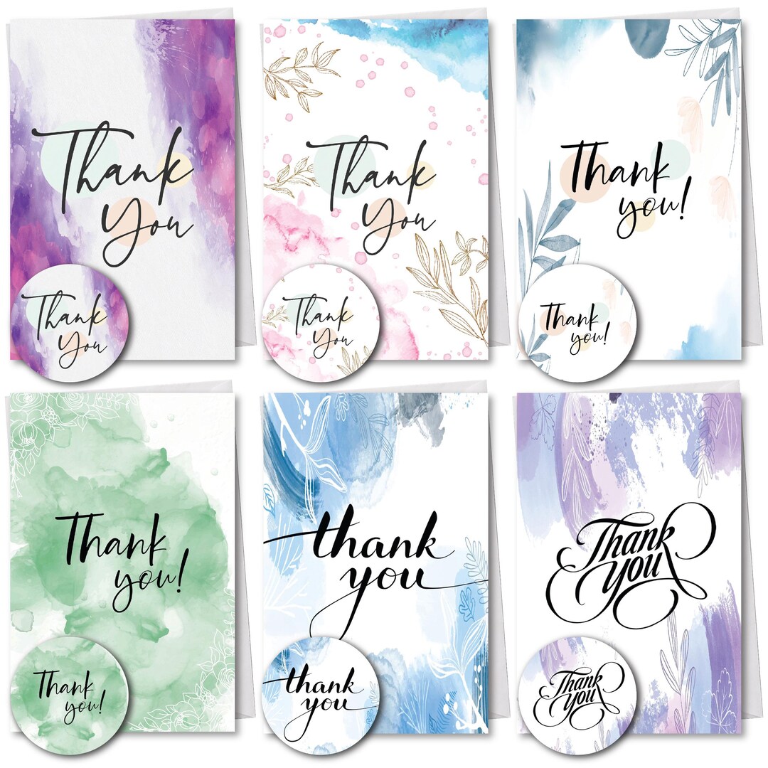 Floral Thank You Cards - Multipack With Envelopes & Stickers - Etsy UK