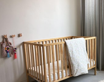 Organic Cotton Crib Duvet, GOTS Certified, Botanical Print, Baby Bedding