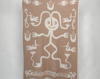 Bird friend” Baby Alpaca Blanket - Natural