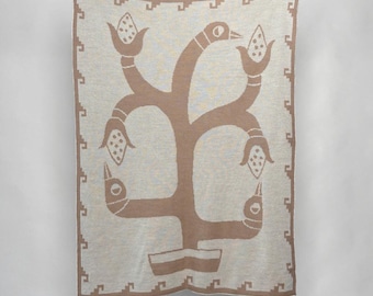 Bird and Corn” Baby Alpaca Blanket - Natural