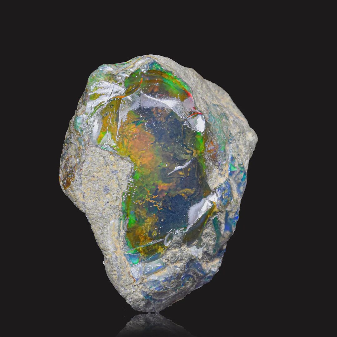 171 Multi 171 Carat Natural Multi-fire Ethiopian Opal Rough 45mmx33mm for ...