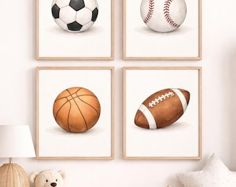 Watercolor Sports Ball Prints Set | Boy Nursery Decor (Digital Download)