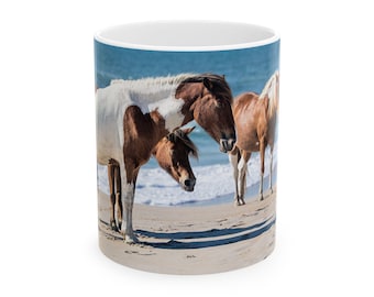 Critter Mug - Wild Ponies of Assateague Island Hanging Out on the Beach