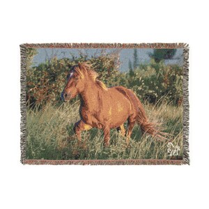 Misty's Majesty - Woven Blanket featuring the Wild Ponies of Assateague Island