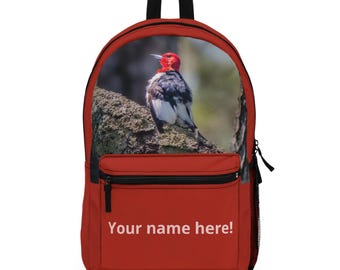 Bird Pack - Red-headed Woodpecker Backpack | Personalized Name Text