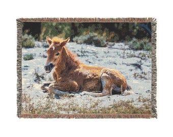 Pony Blanket - Woven Blanket featuring the Wild Ponies of Assateague Island