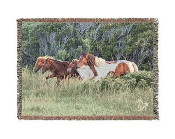 Misty's Majesty - Woven Blanket featuring the Wild Ponies of Assateague Island